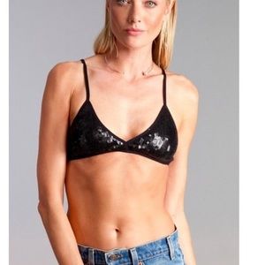 Chan luu black sequin bra